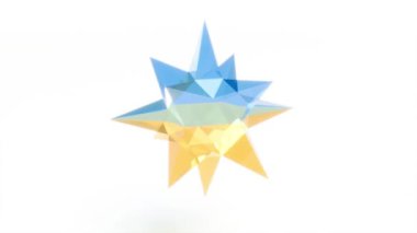 Beyaz sırtındaki sarı mavi cam yıldız. Döndür. Düz döngü yapabilen 4k.