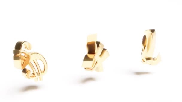 Gold Currency Dancing White Back Intro Able Loop Seamless — Stock Video
