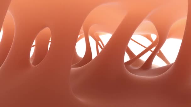 Pembemsi Turuncu Yapısı Delikli Kıvrımlı Karmaşık Organik Şekli Turuncu Mantarları — Stok video