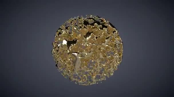 Esfera Ruído Ouro Abstrato Luxo Intro Metal Líquido — Vídeo de Stock