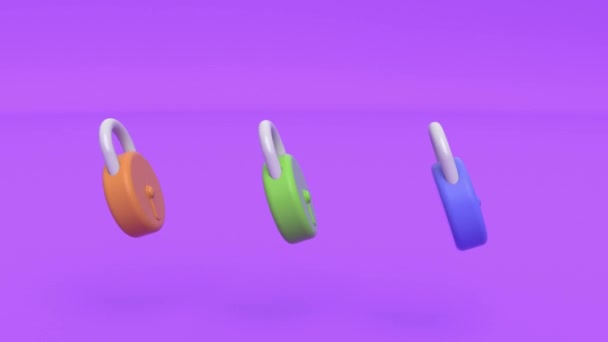 Renkli Plastik Asma Kilitler Dikişsiz Döngü Yapabilir — Stok video