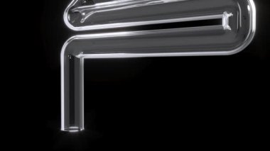 Gümüş akışı cam tüp içinde süper yavaş çekim 4k