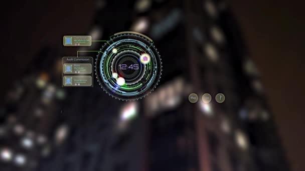 Glow Hud Circle Futurious Blur City Intro Able Loop — стоковое видео