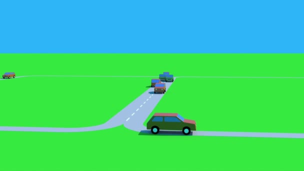 Coches Dibujos Animados Conducir Por Carretera Capaz Bucle Interminable — Vídeo de stock