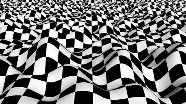 Wellen Schwarze Und Weiße Quadrate Einem Schachbrettmuster — Stockvideo