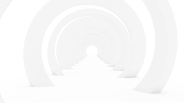 空荡荡的白色圆形走廊清理模型4K — 图库视频影像