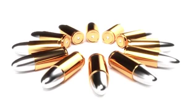 Bullets Move Circle White Surface Endless — Stock Video