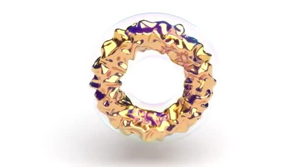 抽象的な円形の金のガラス円は無限の4Kをループすることができる回ります — ストック動画