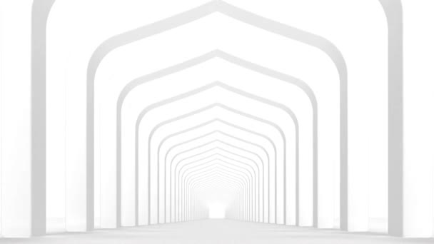 白隧道空走廊环路动画乒乓球4K — 图库视频影像