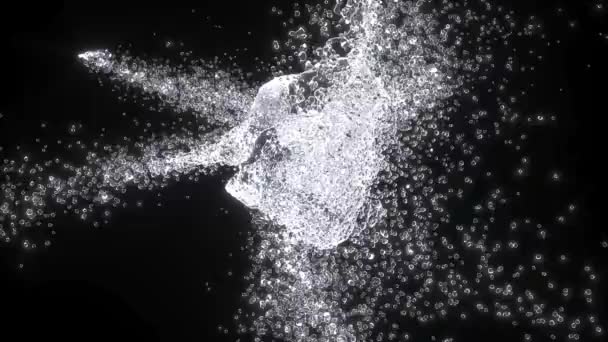 Sebuah Cincin Air Putih Bersinar Mengambang Udara Pada Hitam Kembali — Stok Video