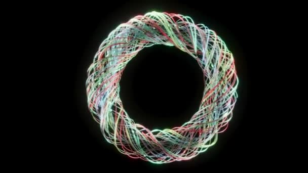 Eine Langzeitbelichtungsaufnahme Die Farbenfrohe Lichtspuren Einem Kreisförmigen Muster Auf Einem — Stockvideo