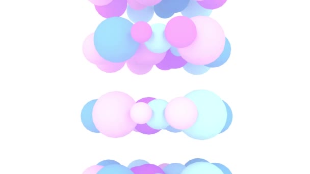 Цветные Пастельно Розовые Голубые Сферы Расположены Вертикальной Колонне Белой Спине — стоковое видео