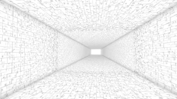 Белый Туннель Коробками Введение Петлю Бесконечный — стоковое видео