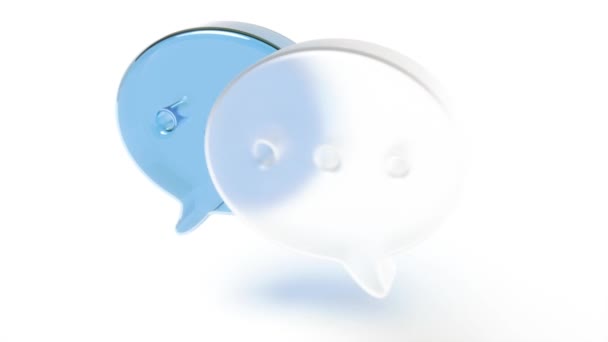 Skleněná Ikona Chat Zpráva Rozhovor Dialog Line Podpora — Stock video