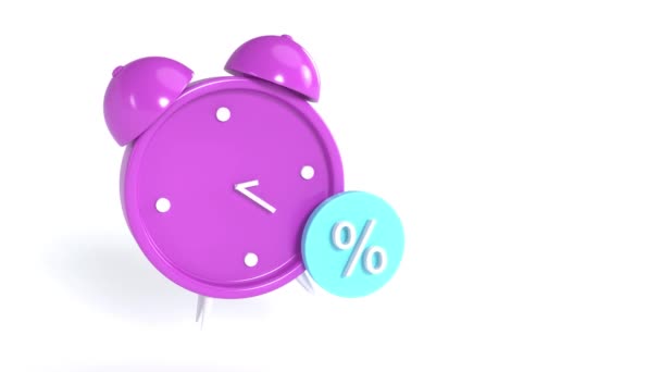 Relógio Roxo Alarme Rosa Escuro Com Preço Menos Desconto — Vídeo de Stock