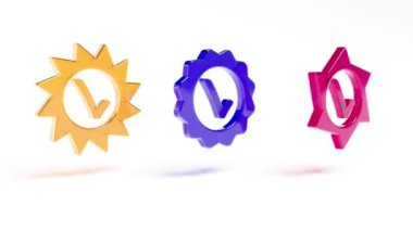 Renkli cam İşaretler işaretler beyaz bg 4k üzerinde döndür