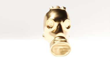 Beyaz bg üzerindeki altın metal gaz maskesi sonsuz 4k döngü yapabilir.
