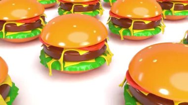 Taze lezzetli hamburger 3D tarzı yemek. Sonu gelmeyen 4k döngüsüne girebilir.