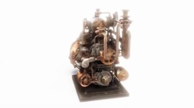 3D vintage steampunk stili motoru sonsuz 4k döndürebilir