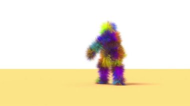 Saç kürkü 3d dumanlı karakter dansı 4k