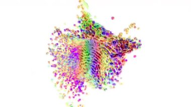 Beyaz bg üzerinde gökkuşağı renginde su sıçraması sonsuz 4k döngü yapabilir.