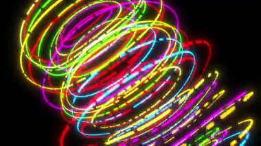 Siber teknoloji neon halkaları gelecekteki efekt sonsuz 4k döngüsünü oluşturabilir
