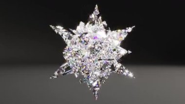 3D kristal yok olmuş yıldızı siyah bg döngüsünde sonsuz döngü 4k