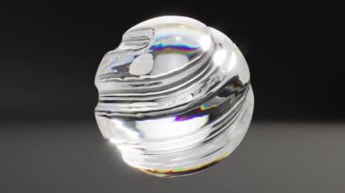 Siyah bg üzerinde kristal sihirli küre 4k döndür