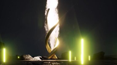 3D oyun fütüristik peyzaj portalı neon ışıkları 4k
