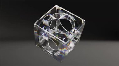 Delikleri sonsuz döngü yapabilen kristal cam kutu 4K