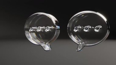Siyah bg üzerinde cam konuşma baloncukları sonsuz 4k döngü yapabilir.