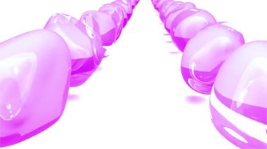 Renkli cam kürelerden gelen satır beyaz bg üzerindeki top sonsuz 4k döngü yapabilir.