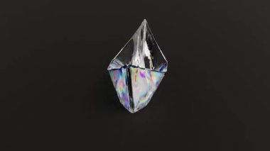 Kristal tekne 3D modeli siyah bg üzerinde döner.