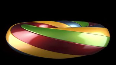 Renkli metal torus siyah bg 4k üzerinde sonsuz hareket eder