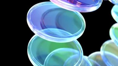 Siyah bg üzerindeki renkli cam lensler sonsuz 4k döngü yapabilir.