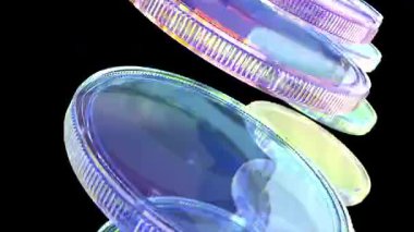 Siyah bg üzerindeki çok renkli cam lensler sonsuz 4k döndürebiliyor.