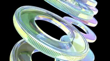 Siyah bg üzerindeki renkli cam silindir sonsuz 4k döngü yapabilir.