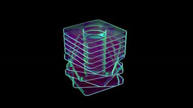 Siyah bg üzerindeki cam kutular sonsuz 4k döngü yapabilir.