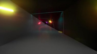 Siber tünel rengi neon çizgileri koridor 4k