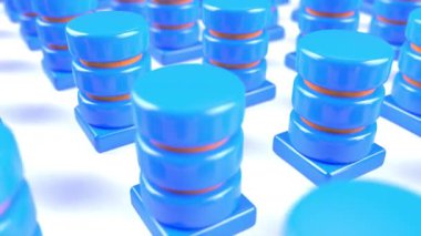 Blue plastic Database on white bg cyber archive servers 4k