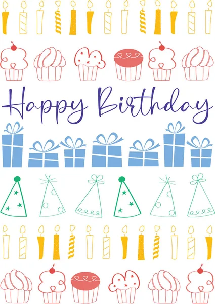 Mumlar, hediyeler, parti şapkaları ve çöreklerle mutlu yıllar.