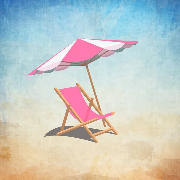 Su kenarında pembe ve beyaz plaj şemsiyesinin altında pembe ve beyaz askı koltuğu tasviri