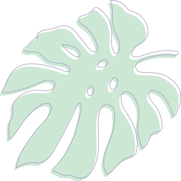 Yumuşak yeşil çizgilerle dev canavar yaprağının vektör çizimi
