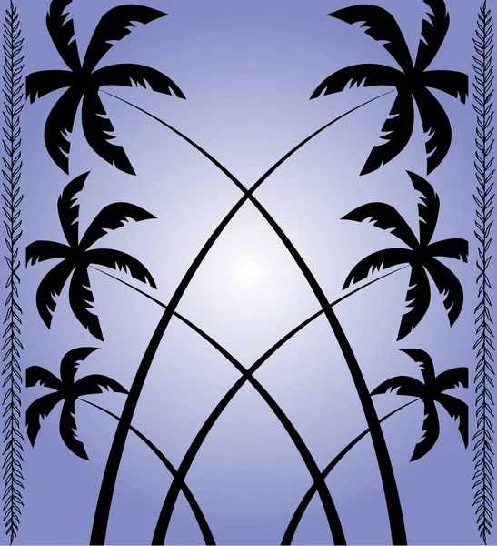 Altı siluetli palmiye ağacı katedral şeklini oluşturur yumuşak mor eğimli bir gökyüzü