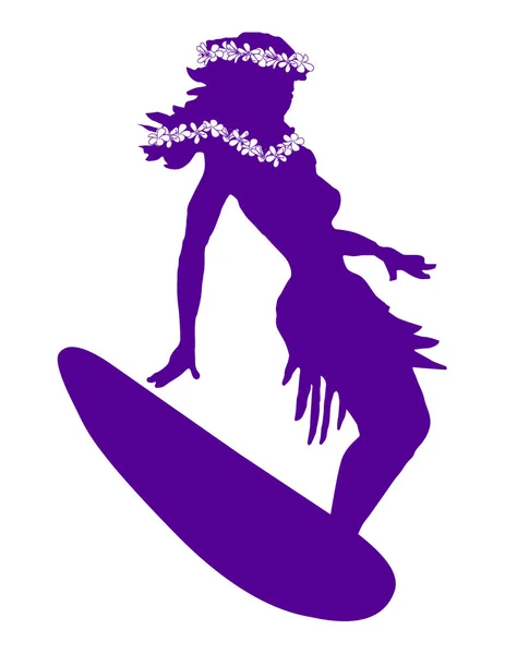 Hula kızı sörfünün vektör silueti