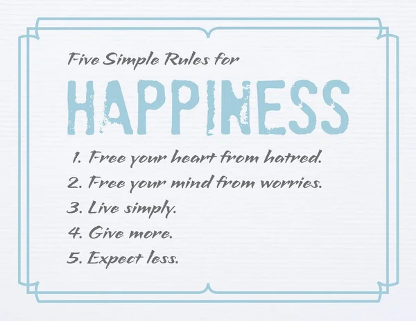 Mutluluk için Beş Basit Kural posteri geçmişe dönük sınır ve temel RGB arkaplanı