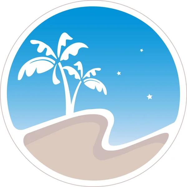 Palmiyeler, yıldızlı gökyüzü ve plajlı tropikal bir gece sahnesinin basit bir örneği.