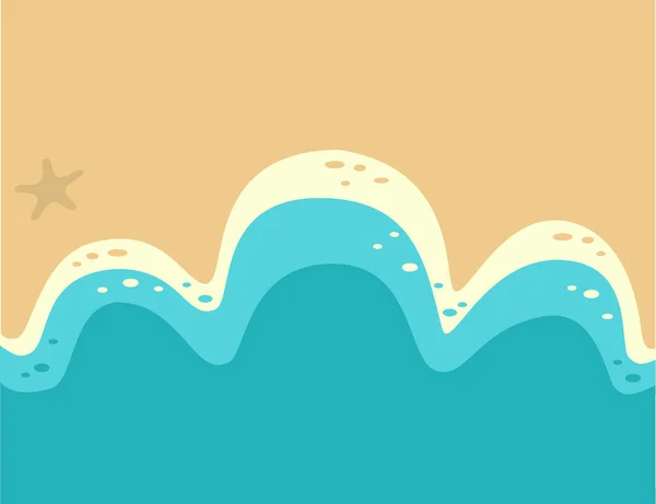 Kumsal, baloncuk ve deniz yıldızlarıyla kıyı şeridini kaplayan dalgaların soyut kuş bakışı görüntüsü