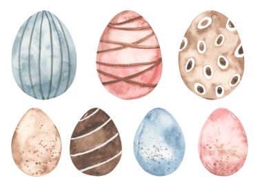 Happy easter, greeting card design Watercolor Easter eggs for the holiday, colored