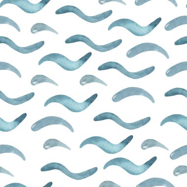 Deniz dalgaları, zikzaklar, kavisler Suluboya desensiz desen